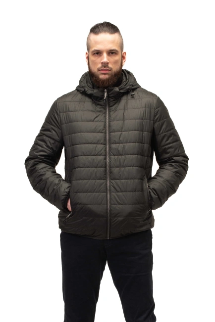 Мужская стёганая куртка цвета хаки-4