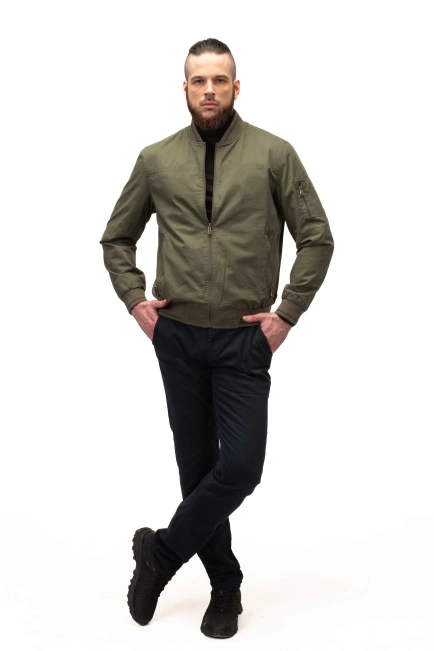 Чоловіча легка куртка бомбер хакі-10