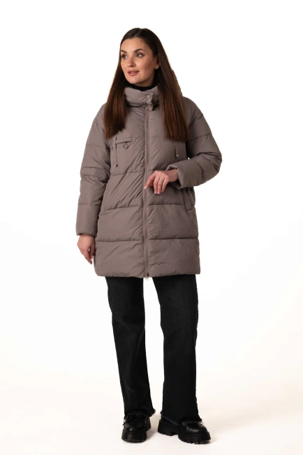 Кофейный биопуховик со съемным капюшоном-8