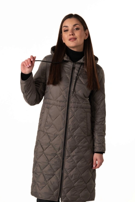 Оливковый демисезонный биопуховик-1