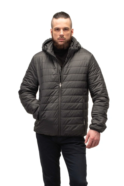 Чоловіча куртка сірого кольору стьобана-4