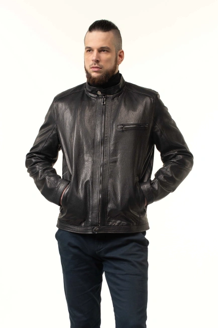 Стильна чоловіча куртка зі шкіри коротка-4