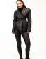 Жіночий чорний приталений піджак зі шкіри-8