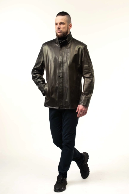 Кожаная куртка мужская классическая-5