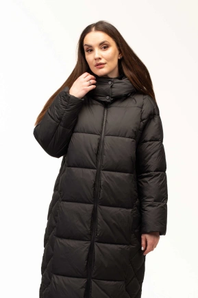 Жіночий чорний зимовий біопух зі стьожкою