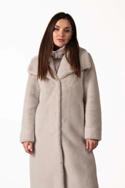 Светло-серая женская эко-шуба-1