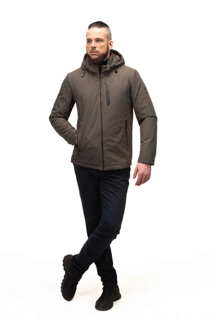 Мужская куртка серого цвета прямого кроя-10