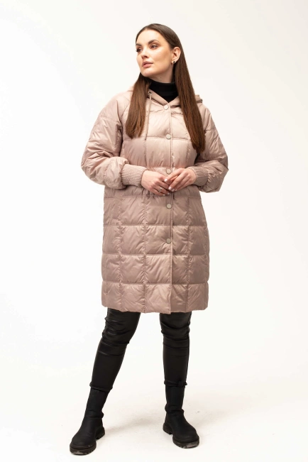 Демісезонна куртка беж з капюшоном-10