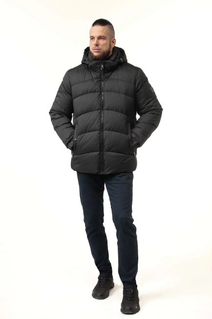 Чоловіча зимова куртка з біопухом чорна-7