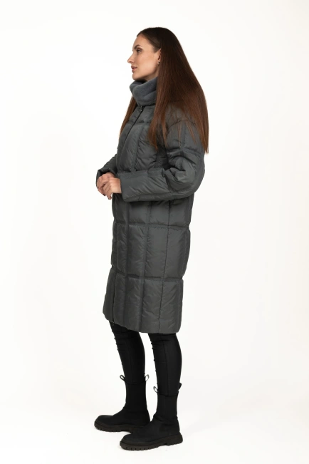 Жіночий біопуховик графітовий стьобаний-5