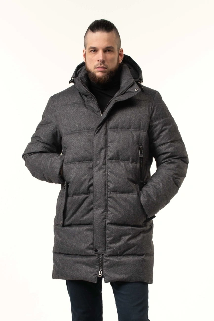 Чоловіча зимова куртка з біопухом сіра-4