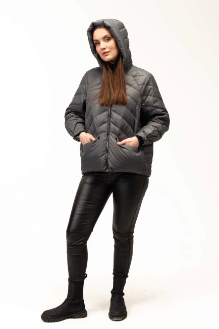 Демісезонна куртка з капюшоном сіра-8