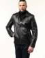Мужская кожаная куртка черная гладкая-10