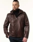 Шкіряна коричнева куртка з капюшоном чоловіча-10