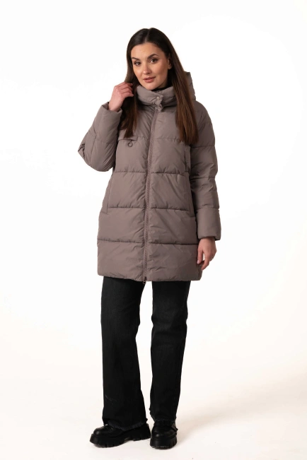Кофейный биопуховик со съемным капюшоном-6