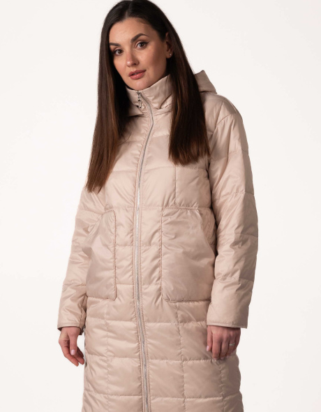 Демисезонная стёганая куртка с капюшоном беж