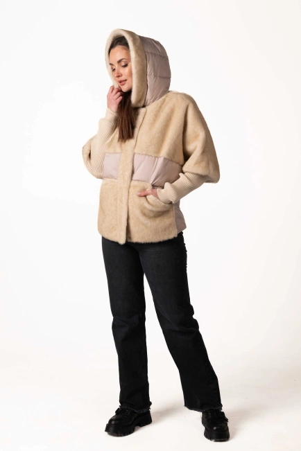 Женский биопуховик с экомехом бежевый-10