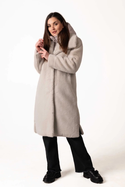 Светло-серая женская эко-шуба-6