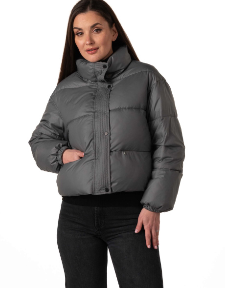 Жіночий укорочений біопуховик темна бірюза