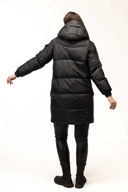 Біопуховик з капюшоном та декором на рукавчику-2