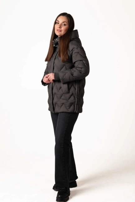 Жіночий біопуховик зимовий графіт-5