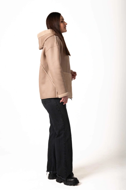 Женская двусторонняя экодублёнка на молнии-7