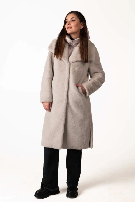 Светло-серая женская эко-шуба-3