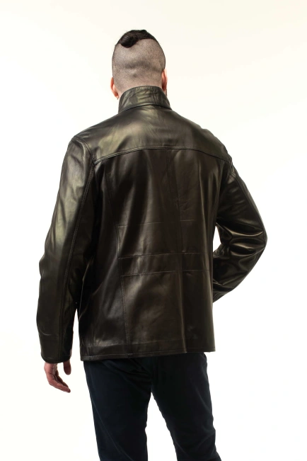 Кожаная куртка мужская классическая-6