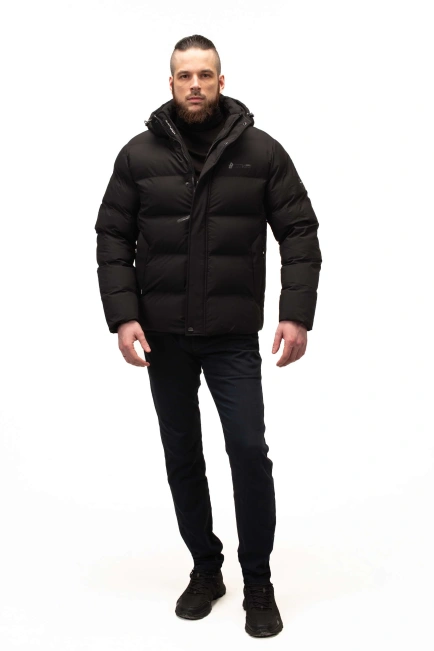 Мужской чёрный стёганый биопуховик-3