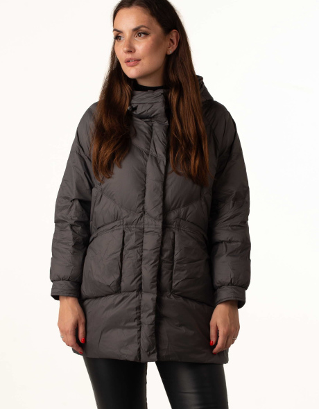 Жіночий пуховик з натуральним пухом сірий