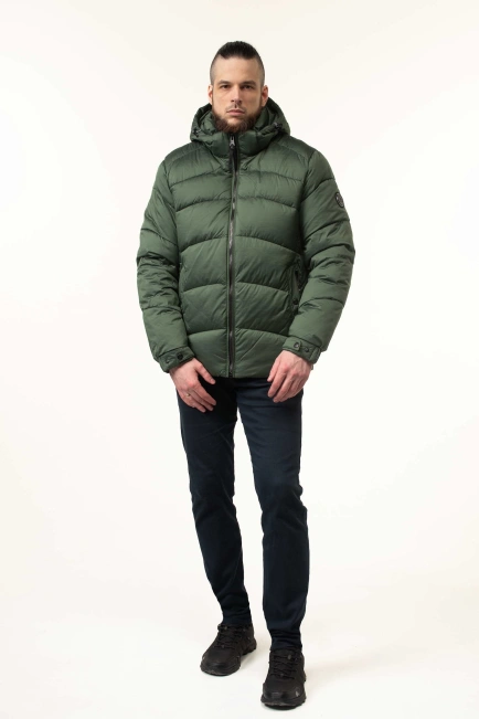 Зимова куртка з біопухом зеленого кольору-9