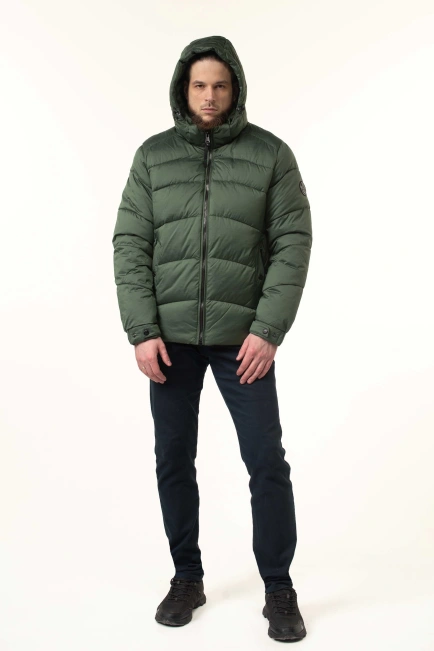 Зимова куртка з біопухом зеленого кольору-7