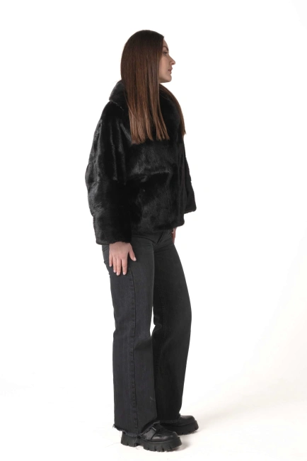 Женская норковая шуба с отстёгивающимися рукавами-7