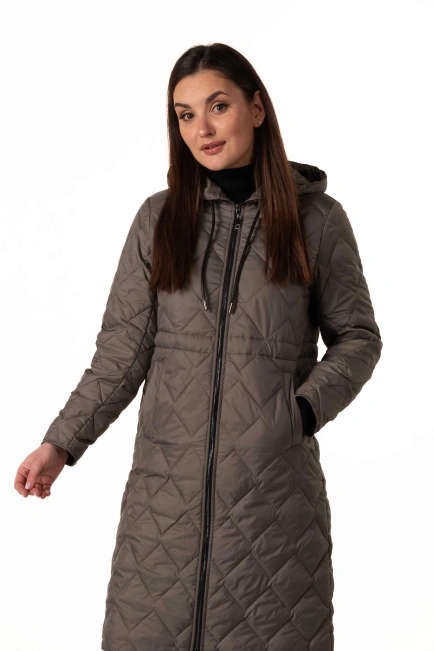 Оливковый демисезонный биопуховик-4