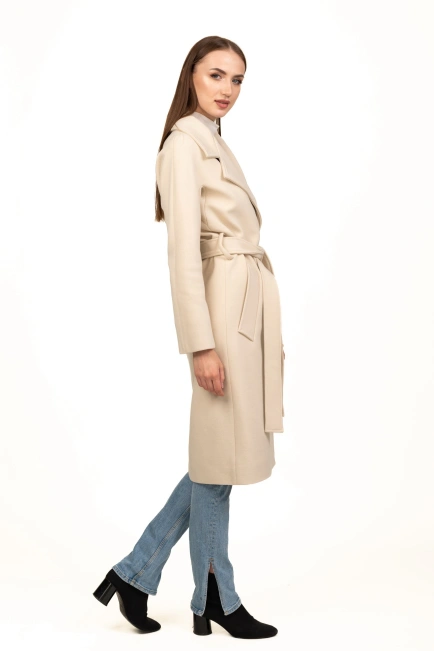 Классическое женское пальто беж-6