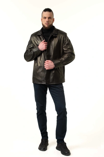 Кожаная куртка мужская классическая-8