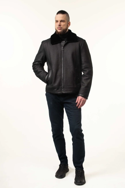 Чоловіча дублянка з хутряним комірцем-8