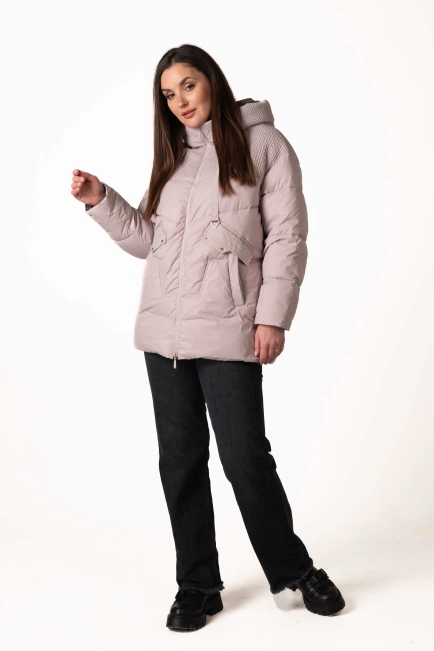 Биопуховик с фигурной стежкой и капюшоном-6