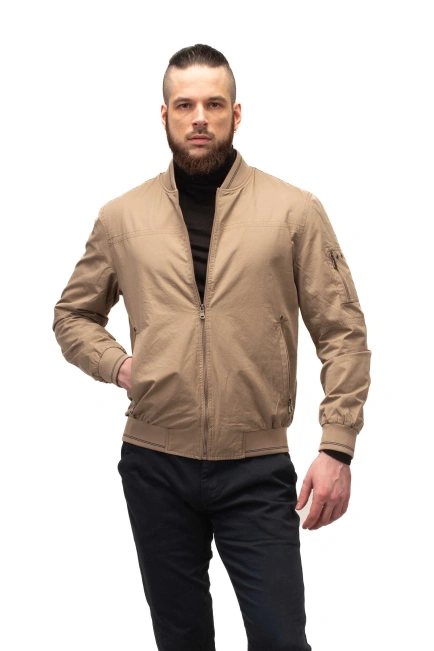 Чоловіча легка куртка бежевий бомбер-4
