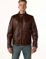 Чоловіча шкіряна куртка пряма коричнева-1