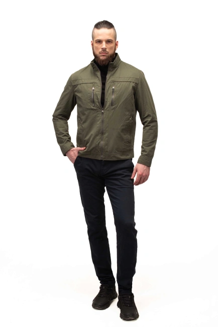Чоловіча куртка в кольорі хакі легка-8