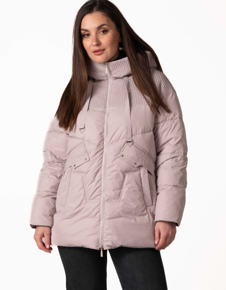 Биопуховик с фигурной стежкой и капюшоном