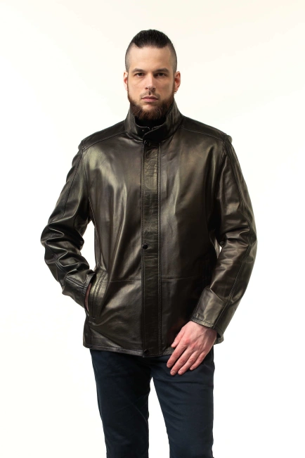 Кожаная куртка мужская классическая-1