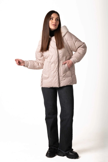 Биопуховик с экомехом светлый беж-10