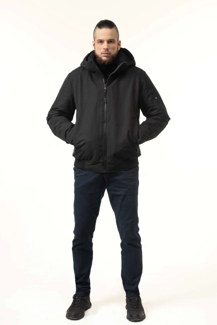 Чоловіча зимова куртка-бомбер з біопухом-3