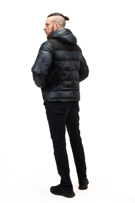 Мужской зимний биопуховик цвета морская волна-6