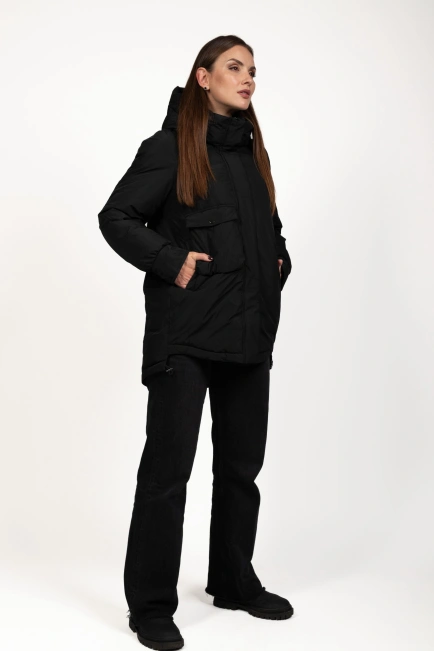 Зимова куртка з біопухом у чорному кольорі-6