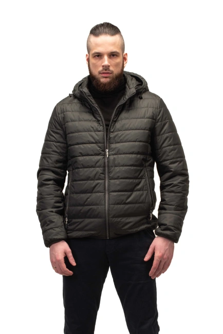 Мужская стёганая куртка цвета хаки-1