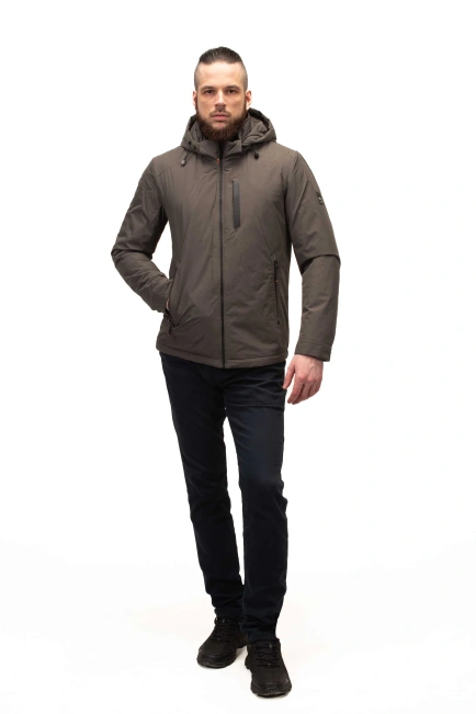 Мужская куртка серого цвета прямого кроя-3