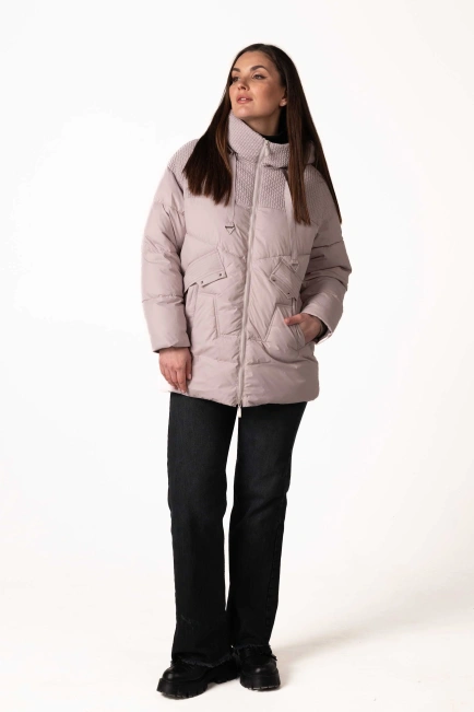 Биопуховик с фигурной стежкой и капюшоном-3